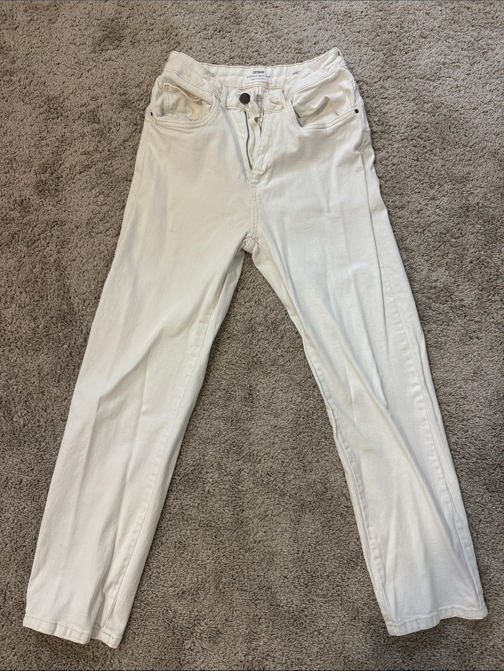 Cotton On Cream Stretch Straight Leg Jeans